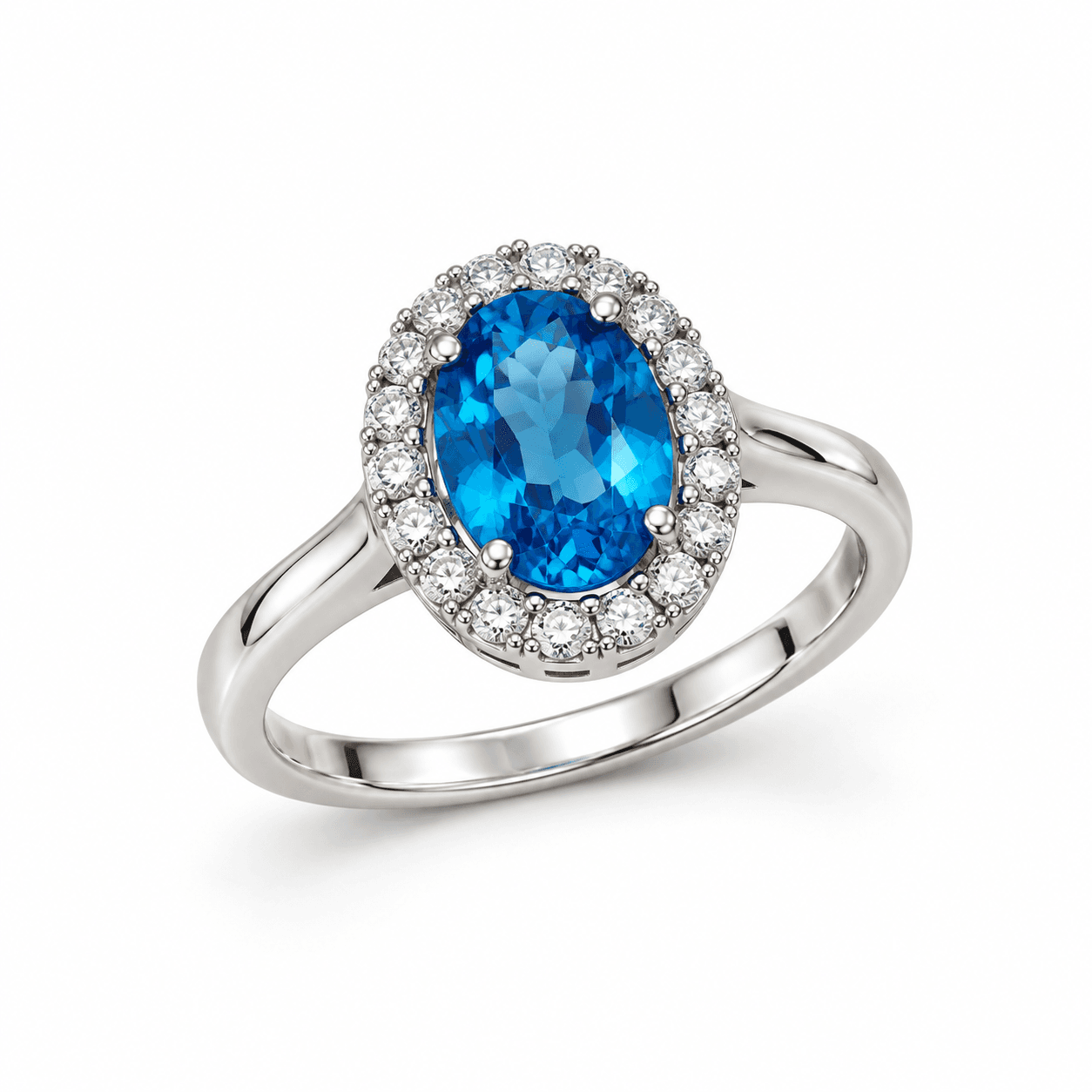 Δαχτυλίδι BeJewelled · Blue Oval Halo Ring